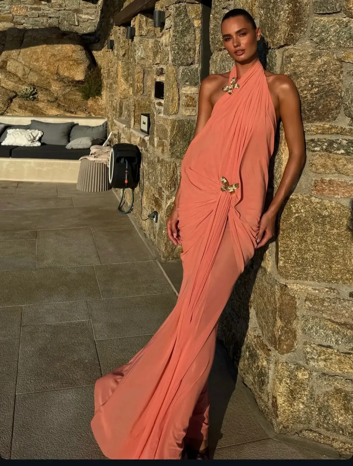 Abyss by Abby Debut Maxi Dress Coral Size Small/8 - Image 4