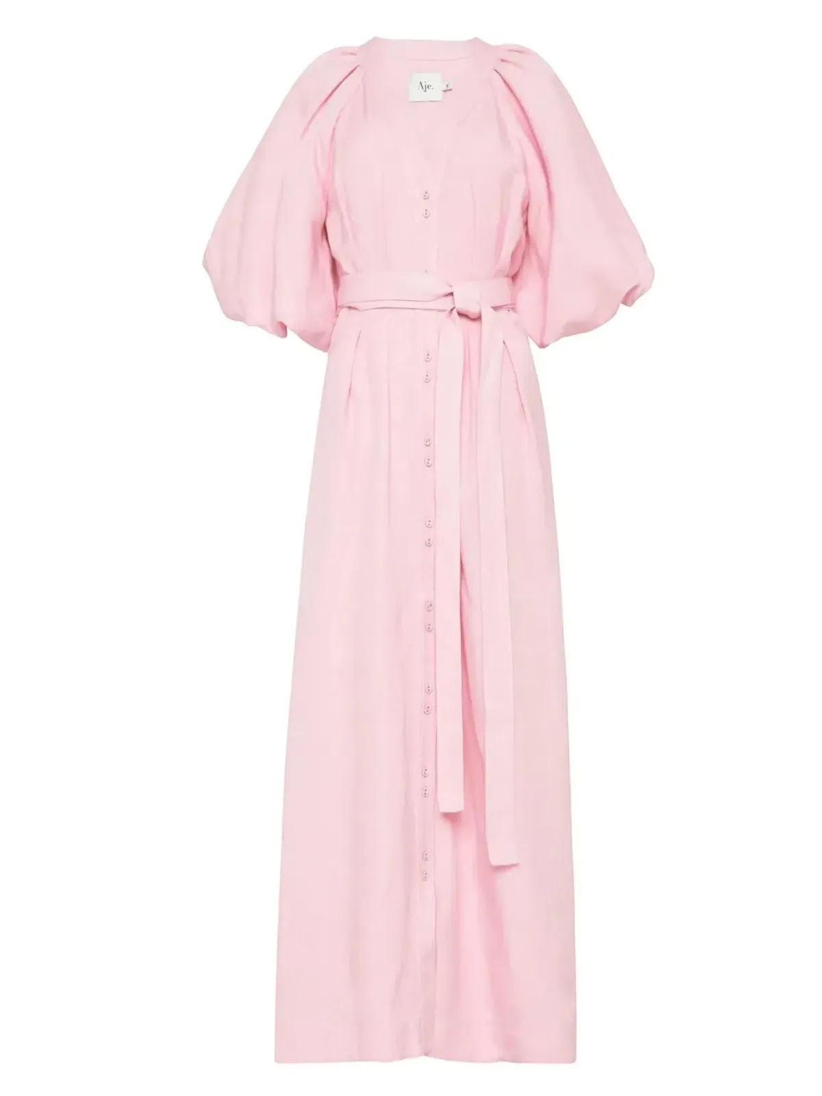 Aje Evermore Midi Dress Size AU 14 Rose Pink Puff Sleeve Gown - Image 2