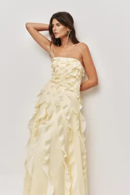  💛 Aje ALLAIRE GOWN in Butter Yellow - Size 6 AU  💛 Ruffled Tiered Maxi Dress  💛 for rent on The Volte - image 3