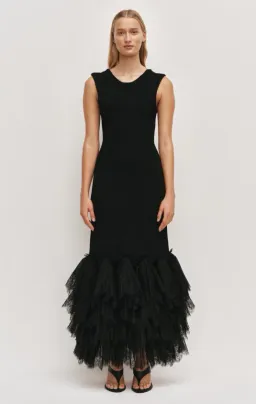 AJE Thalia Knit Midi Dress Black Size M for rent on The Volte - image 1