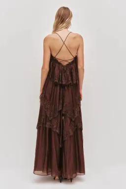 🤎 Aje Ophelia Lace Gown in Chocolate Brown - Size 8 AU - Tiered Layered Maxi Dress 🤎 for rent on The Volte - image 2