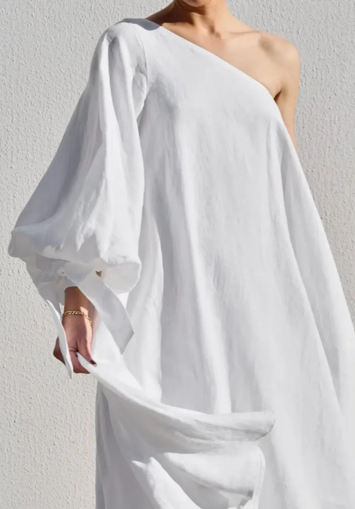 Isabella Longginou - White Balloon Sleeve Swing Dress - Size 14 / US 10 - Image 3