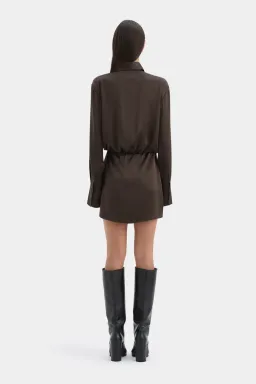 Sir the label Sorrento shirt dress bitter chocolate size 3 (au 12) for rent on The Volte - image 3