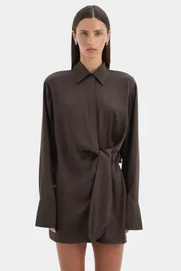 Sir the label Sorrento shirt dress bitter chocolate size 3 (au 12) for rent on The Volte - image 2