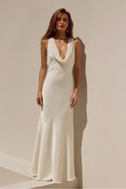 RUNAWAY THE LABEL - GABRIELLA COWL MAXI DRESS - IVORY for rent on The Volte - image 2