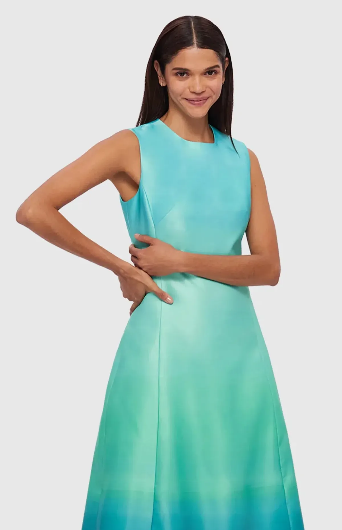Leo Lin- Cleo Sleeveless Midi Dress- Ombre Aqua- Size 12 - Image 4