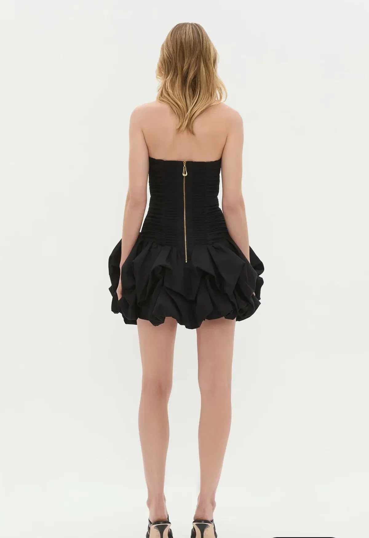 AJE- Violette Bubble Hem Mini Dress- Black- Size 14 - Image 3