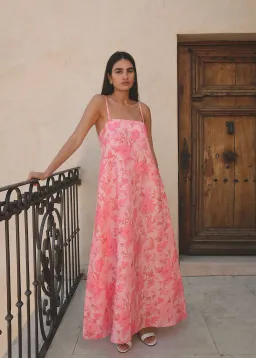 Morton Mac Camilla Maxi Dress in Blush Rose Print Size L / AU 12 for rent on The Volte - image 1