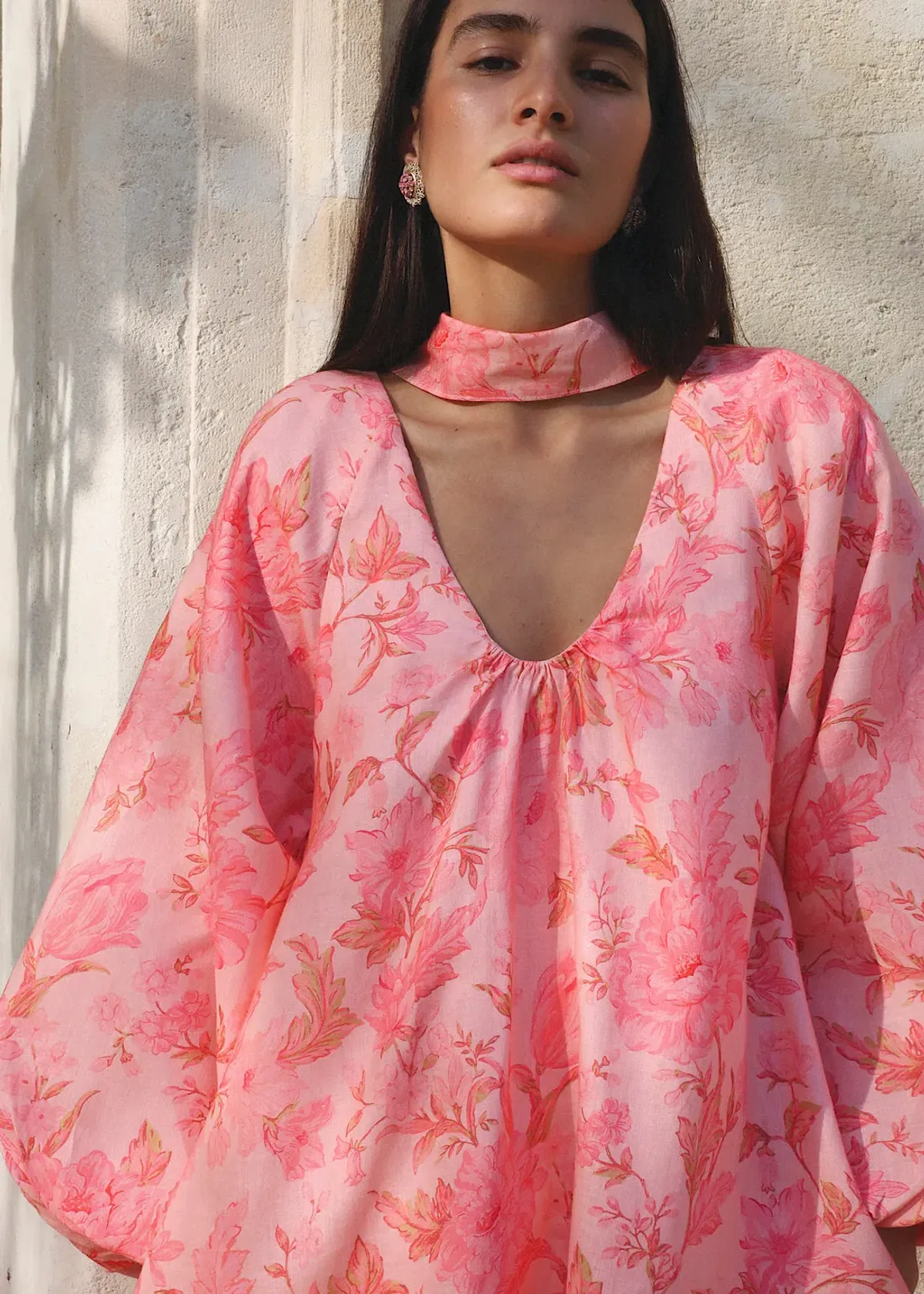 Morton Mac Delphina Maxi Dress & Neck Scarf in Blush Rose One Size  - Image 2