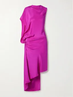 BNWT Christopher Esber Rhodamine Pink Cusco Silk Drape Midi Dress - Size 6 AU for rent on The Volte - image 3