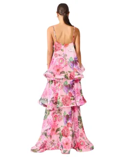 Elliatt Armani Tiered Maxi Dress Pink Floral Size L for rent on The Volte - image 3