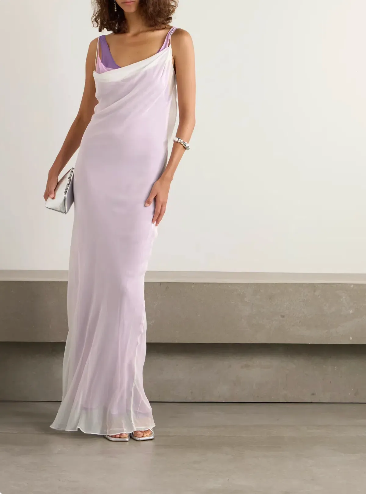 Christopher Esber Grape Multi Tri Layered Cowl Dress - Size 10 AU - Image 1