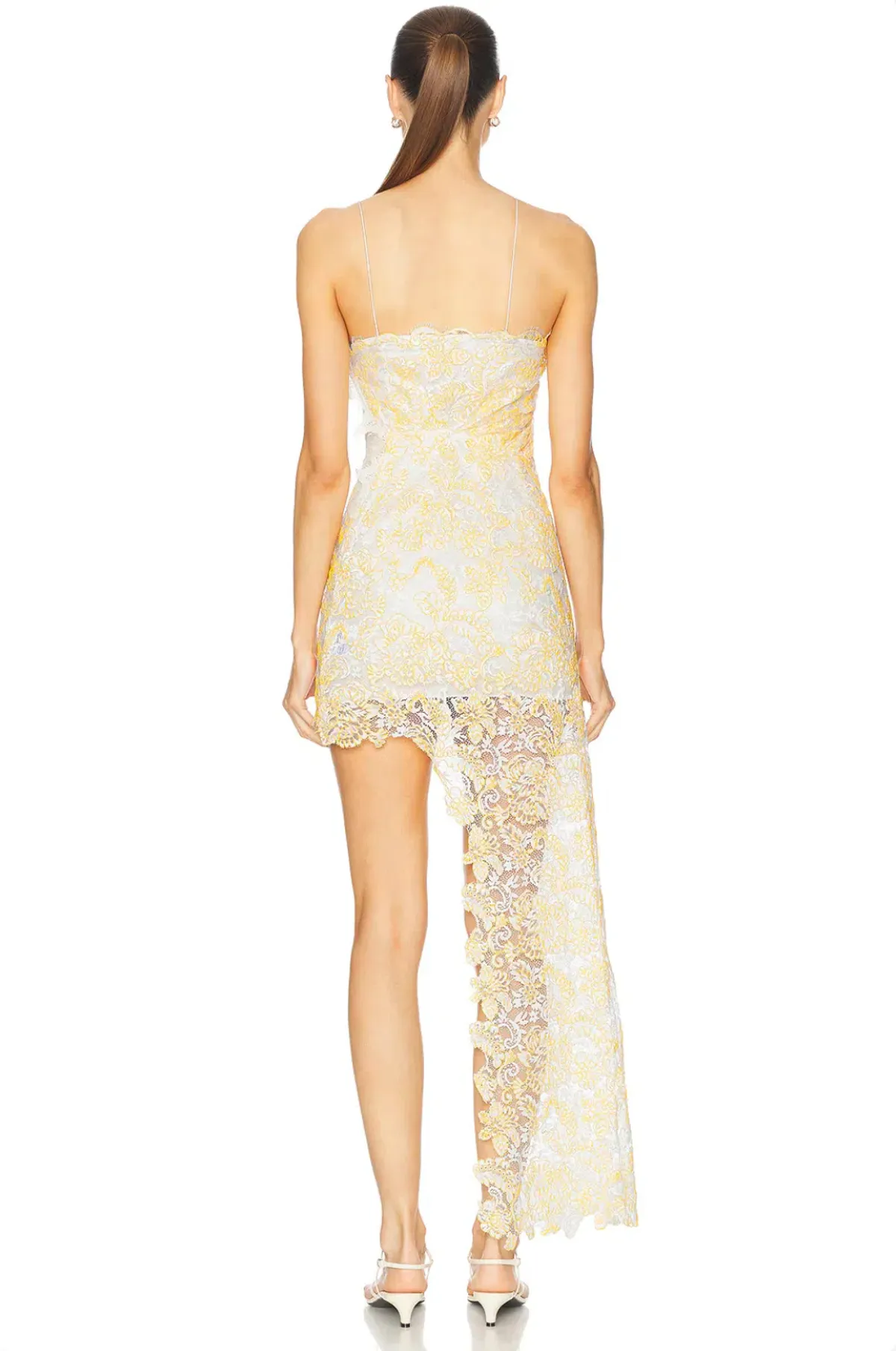 Christopher Esber Signal Yellow Floating Lace Cami Dress - Size 4 AU - Image 4