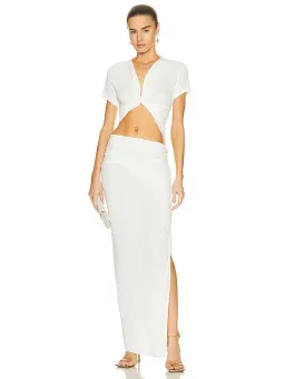 Christopher Esber White Ribbed Twist Tank Drape Dress - Size 12 AU for rent on The Volte - image 1