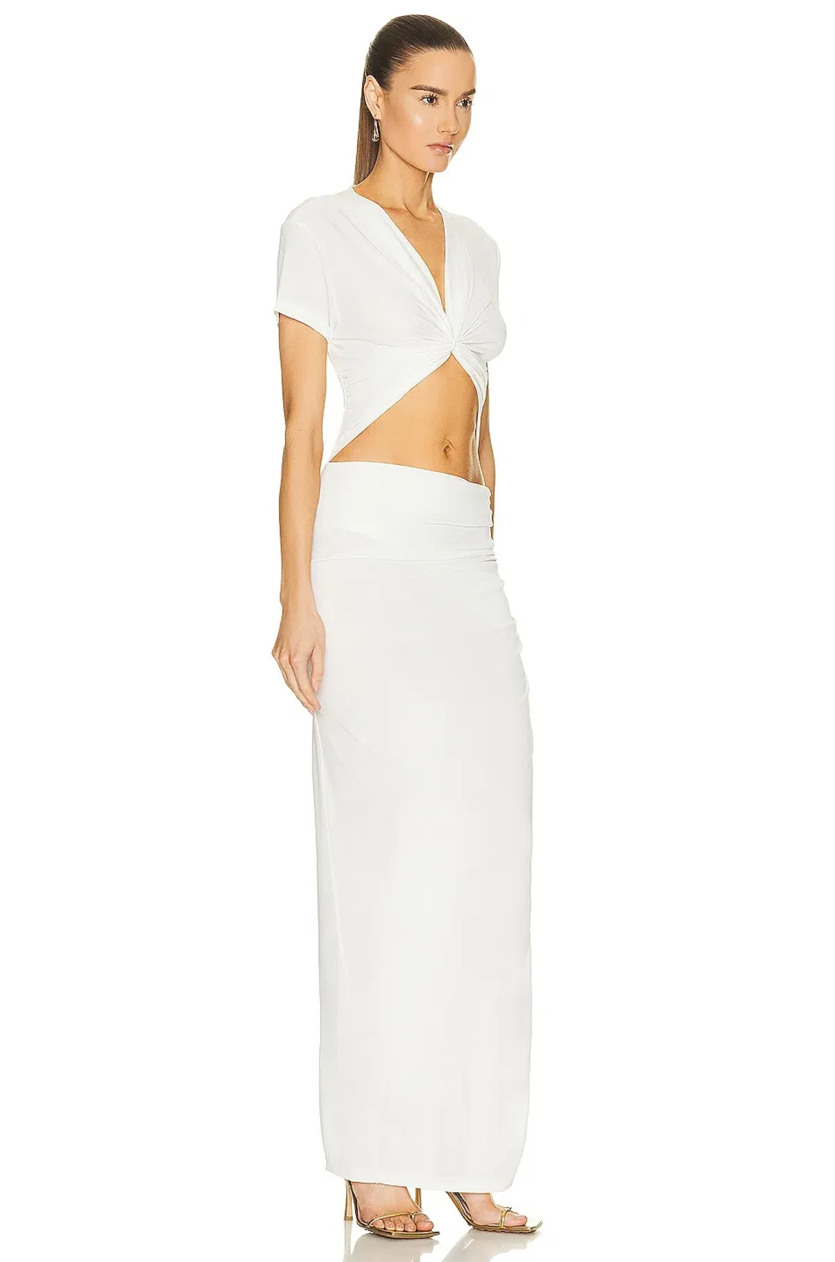 Christopher Esber White Ribbed Twist Tank Drape Dress - Size 12 AU - Image 2
