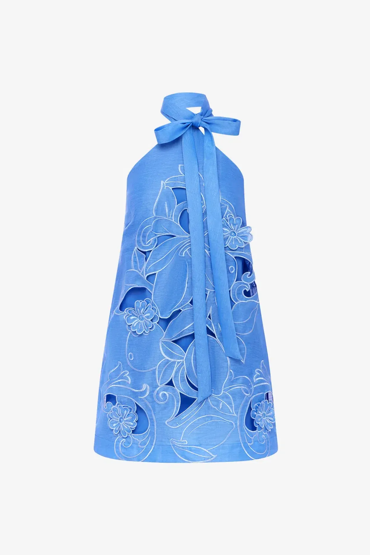 Leo Lin Lola  Appliqué Halterneck Mini Dress Azure Size 10 - Image 1