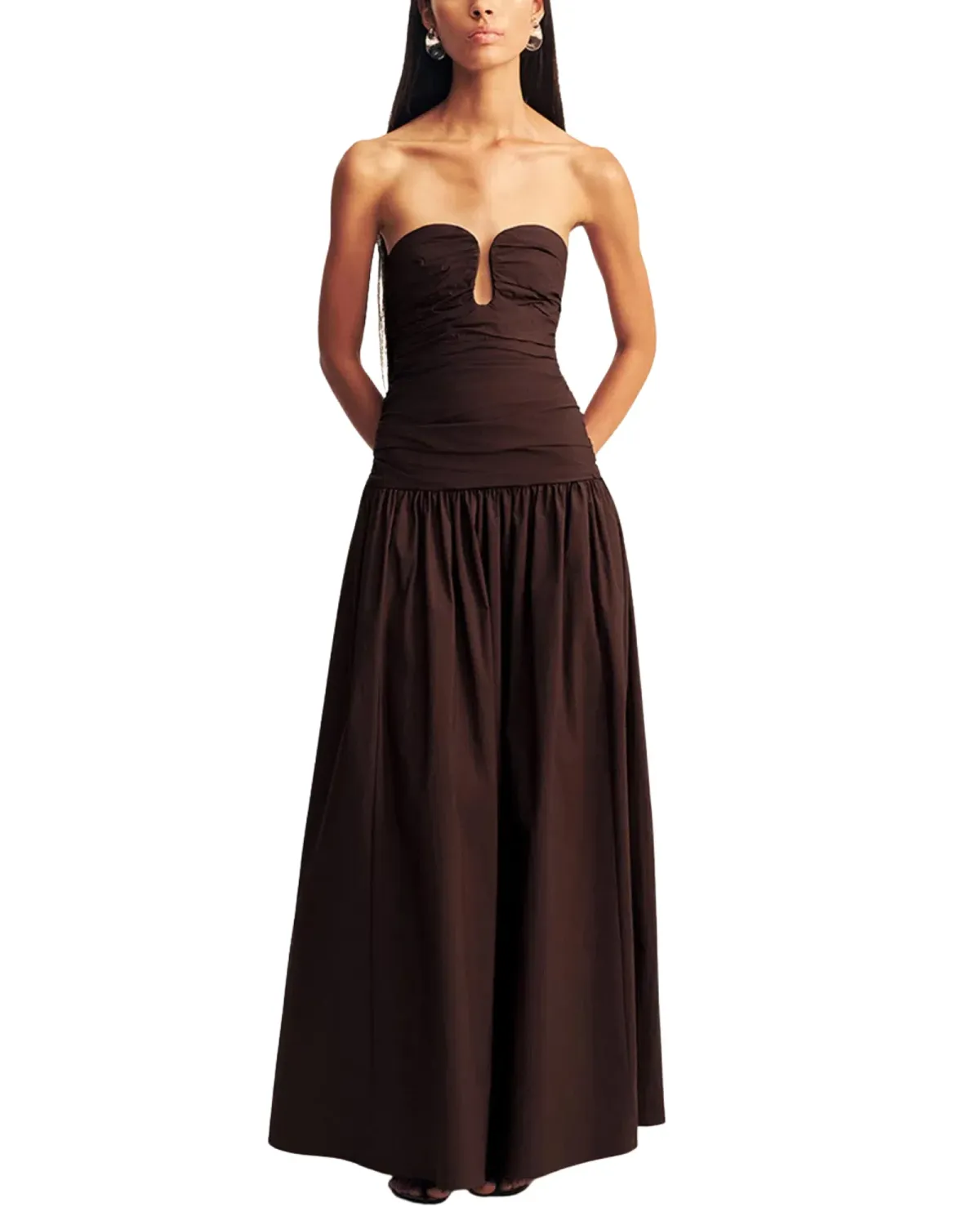Shona Joy Campbell Fitted Drop Waist Maxi Dress Ristretto Size 10 - Image 2