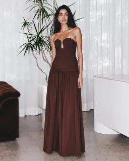 Shona Joy Campbell Fitted Drop Waist Maxi Dress Ristretto Size 10 for rent on The Volte - image 1