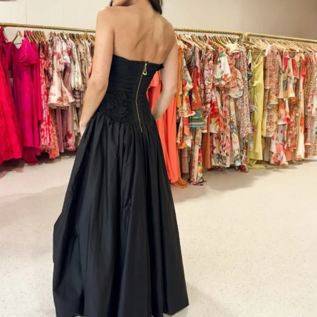AJE Splendour Black Flower Gown Size 8 - Image 4