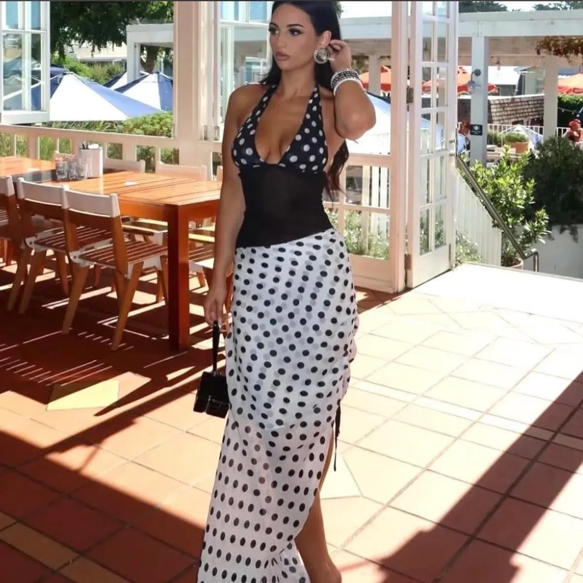 Benni Marnie maxi dress - b/w polka size 6 - Image 2