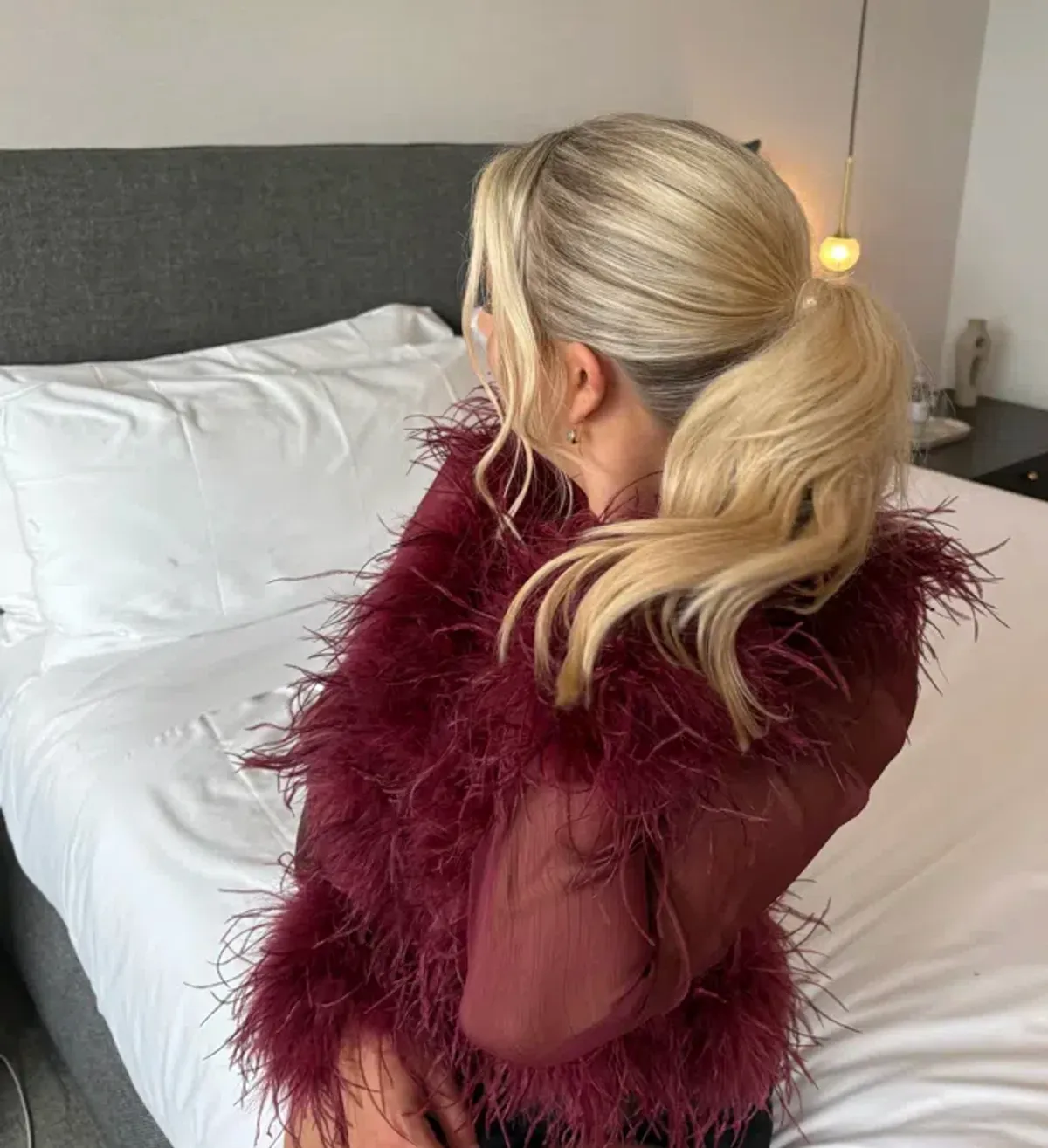 Bubish Luxe Gigi Feather Blouse in Cherry size 8  - Image 2