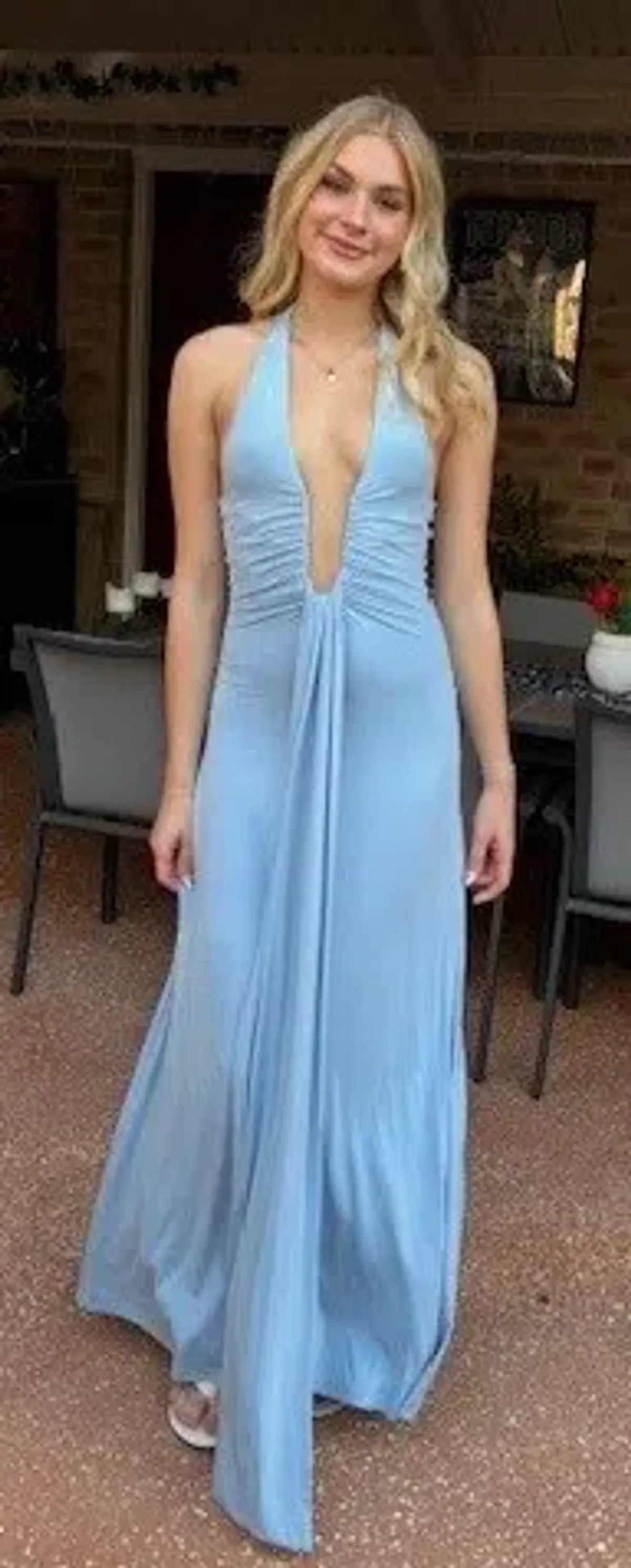 MISHA Jennifer Cupro Maxi Dress Cornflower Blue Medium/AU 10 - Image 4
