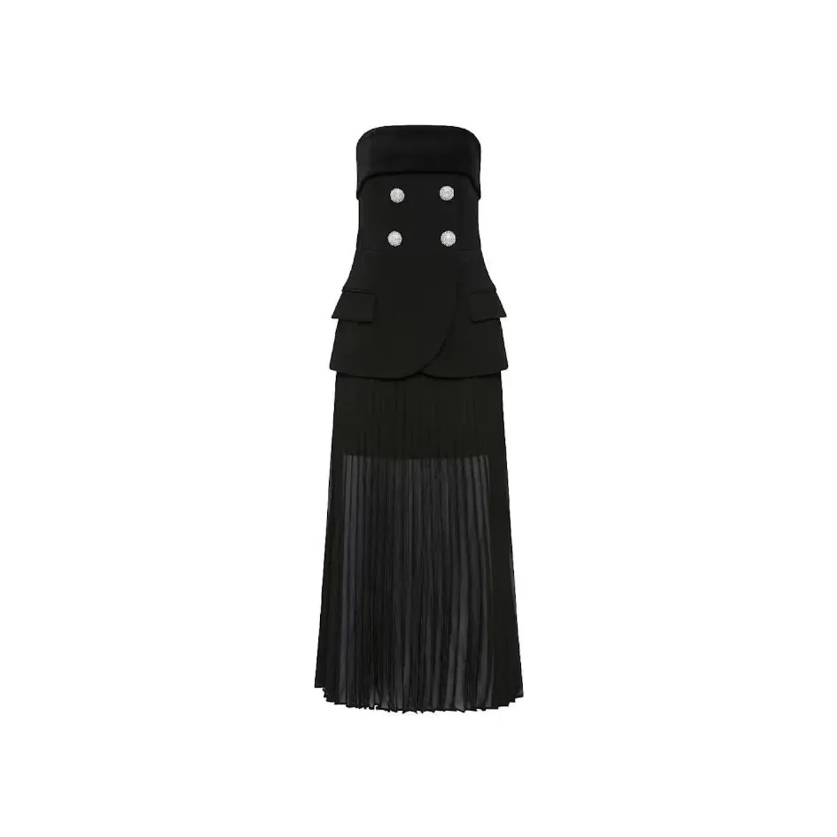 🖤 Rebecca Vallance Celia Midi Dress Size 12 AU - Black Sheer Strapless Gown 🖤 - Image 7