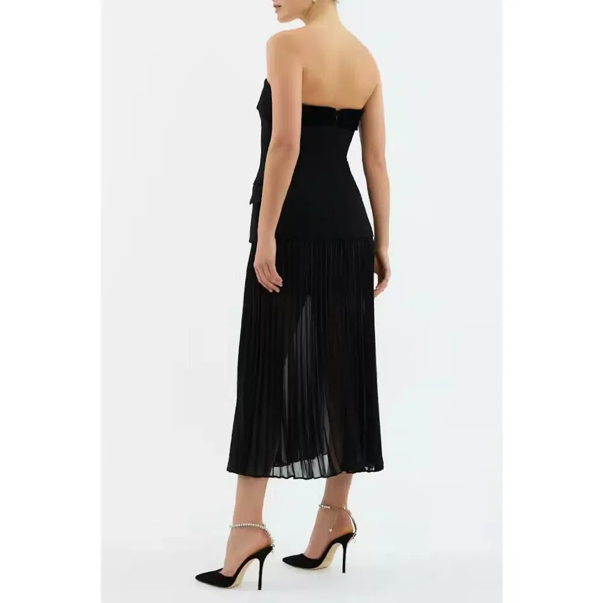 🖤 Rebecca Vallance Celia Midi Dress Size 12 AU - Black Sheer Strapless Gown 🖤 - Image 2