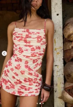 BENNI Tanner Mini Dress In Blushwood | Size AU 8 for rent on The Volte - image 1