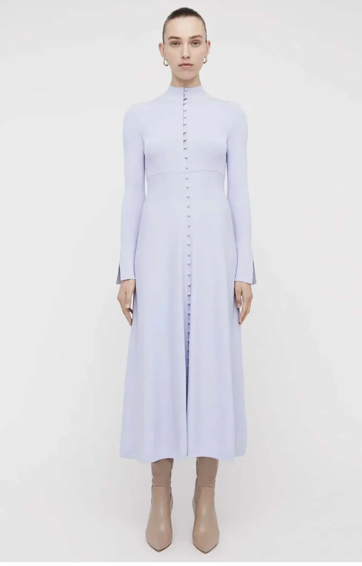 Scanlan Theodore Crepe Knit Button Polo Dress Light Blue / Mauve Size M / AU 10 - Image 2