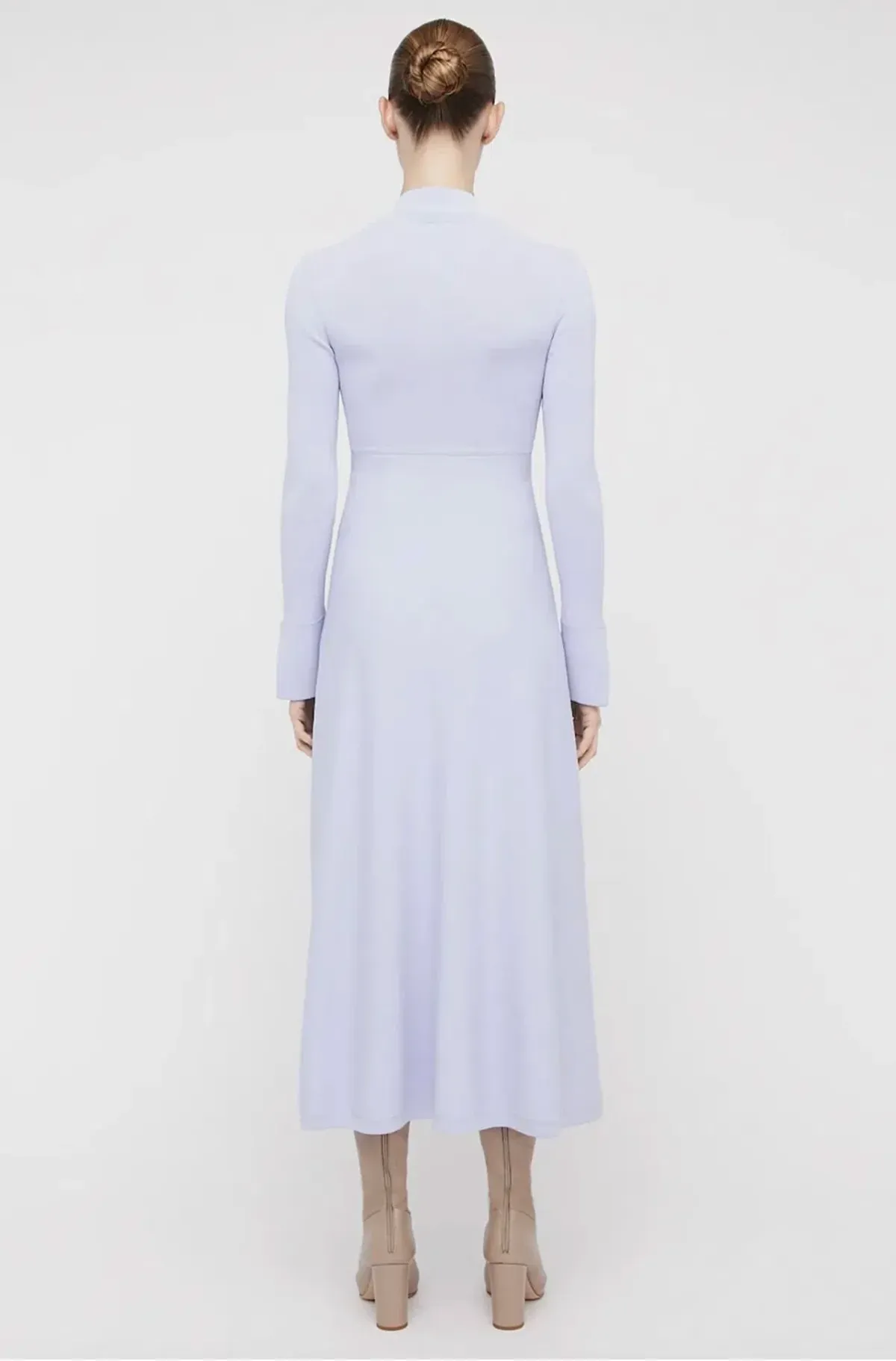 Scanlan Theodore Crepe Knit Button Polo Dress Light Blue / Mauve Size M / AU 10 - Image 4