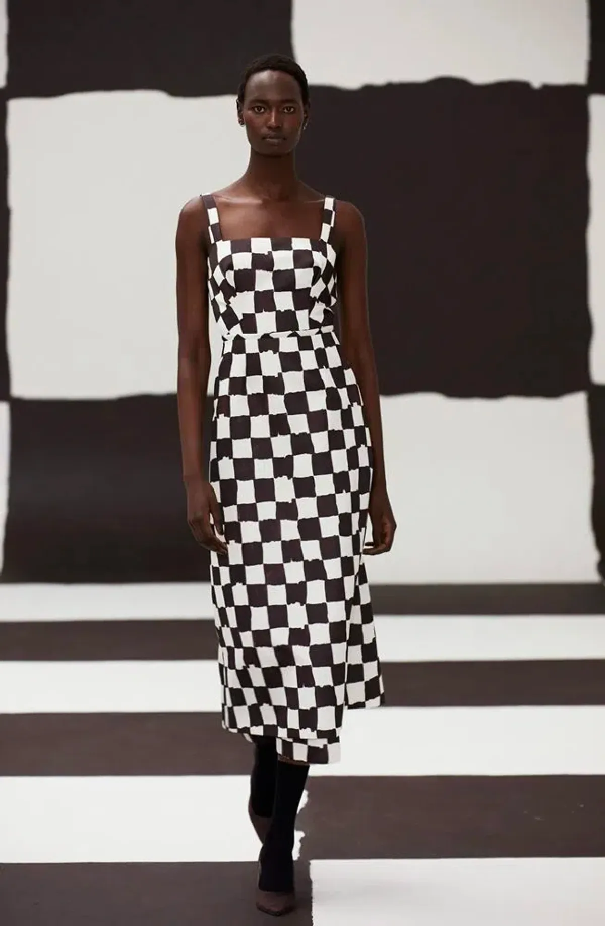 EMILIA WICKSTEAD Ginny Layered Checked Duchesse-Satin Midi Dress Size 12  - Image 2