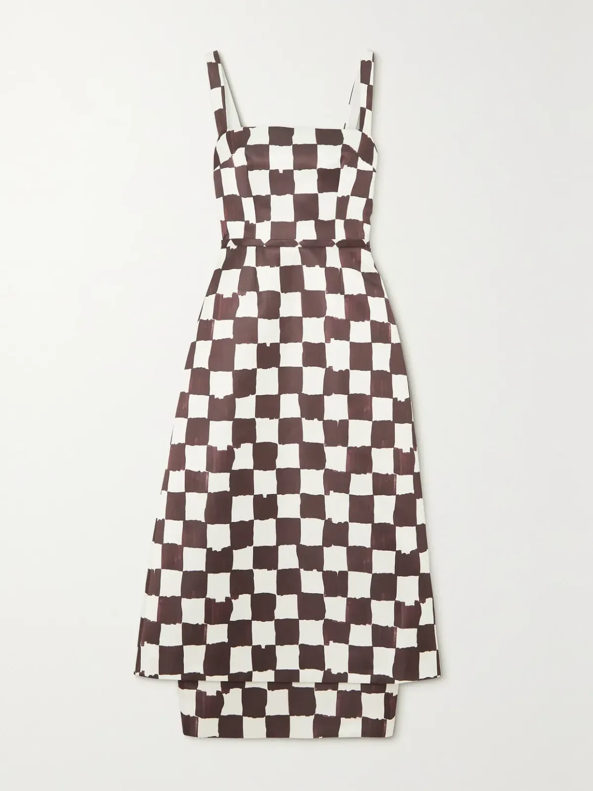 EMILIA WICKSTEAD Ginny Layered Checked Duchesse-Satin Midi Dress Size 12  - Image 3