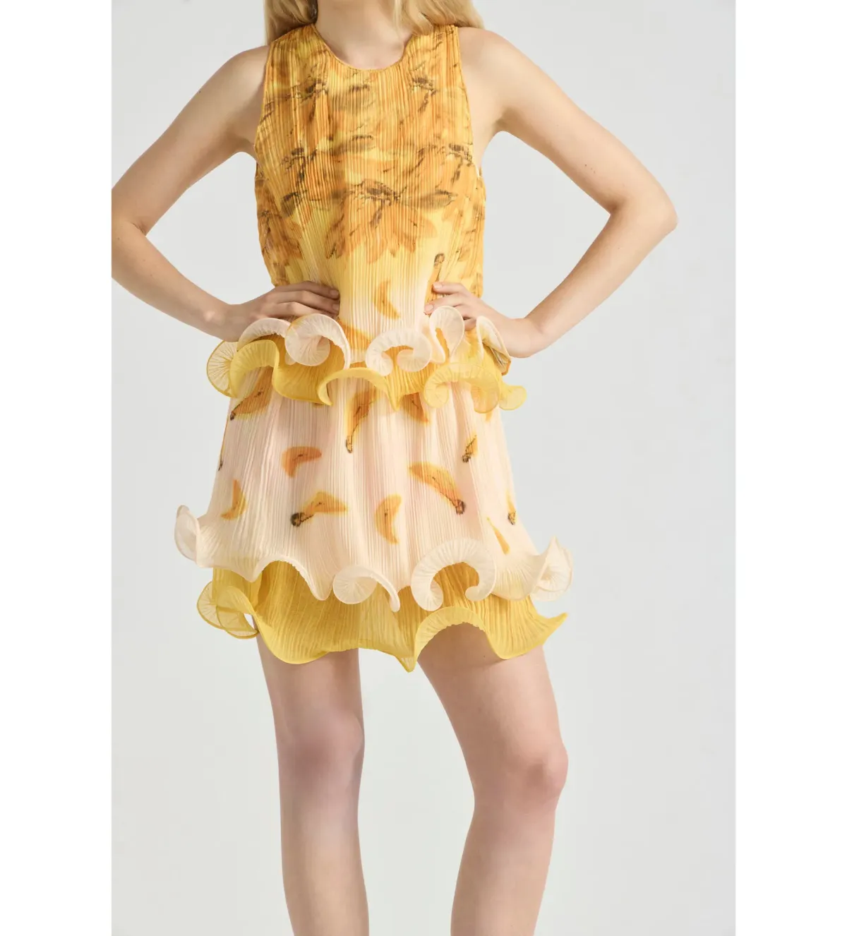 Antipodean Bathers Fluted Pleat Cami and Mini Skirt Set in Banana Size AU12 - Image 4