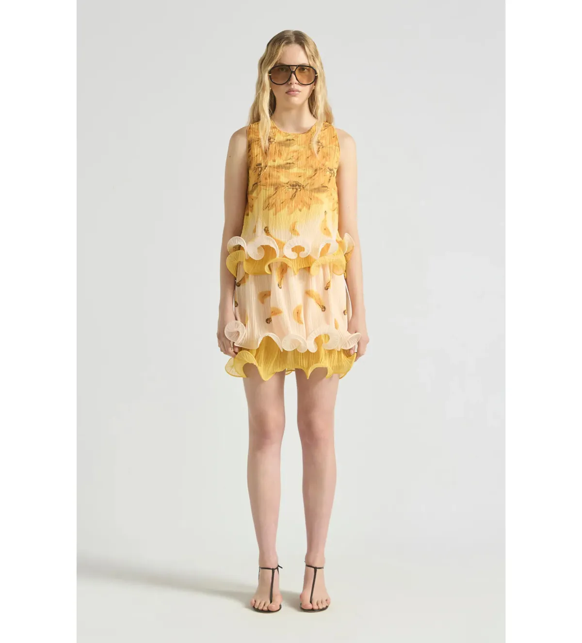 Antipodean Bathers Fluted Pleat Cami and Mini Skirt Set in Banana Size AU12 - Image 1