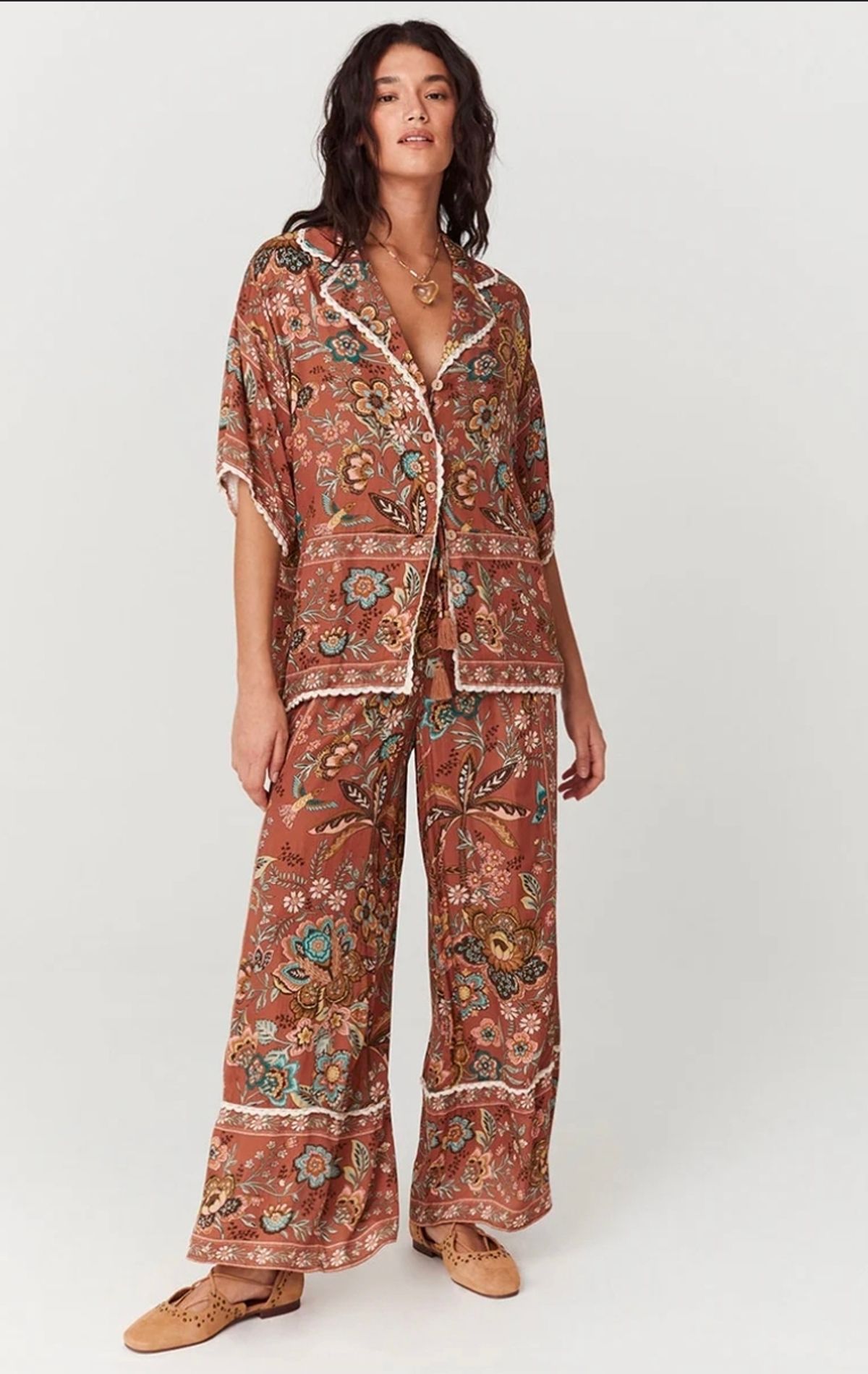 SPELL Mojave Lily blouse and pant set. Blouse size S pants size M. - Image 2