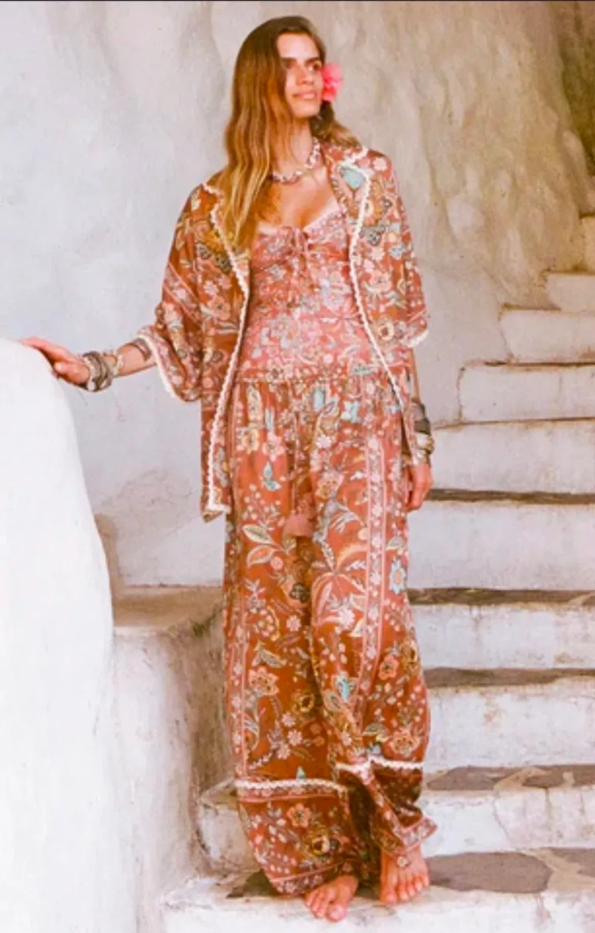 SPELL Mojave Lily blouse and pant set. Blouse size S pants size M. - Image 1