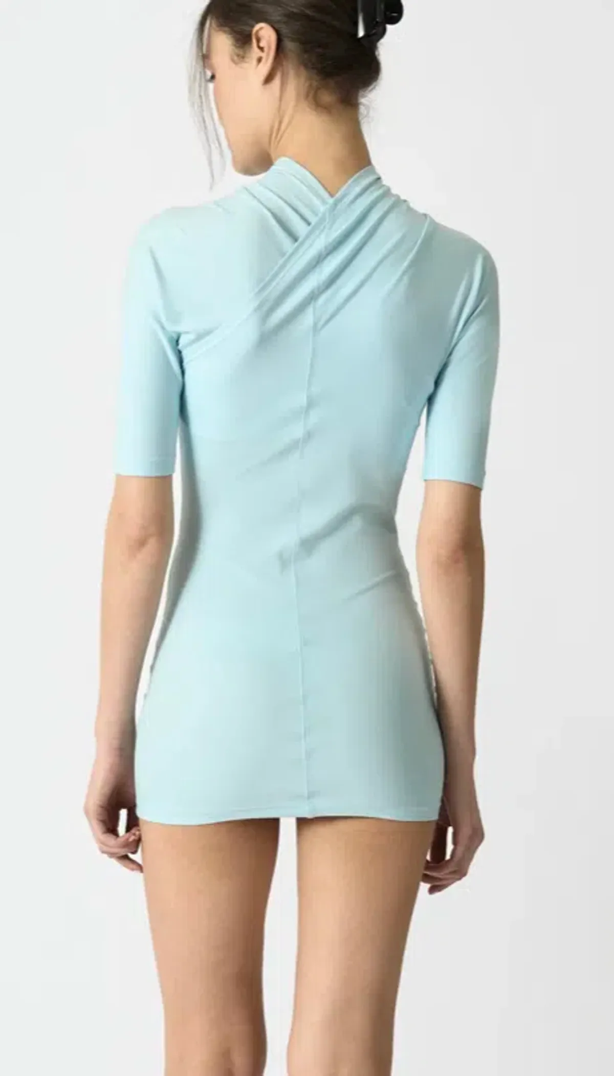 NUOVO PARIS Drapee Dress Baby Blue Size 1 (AU6, XS-S) - Image 3