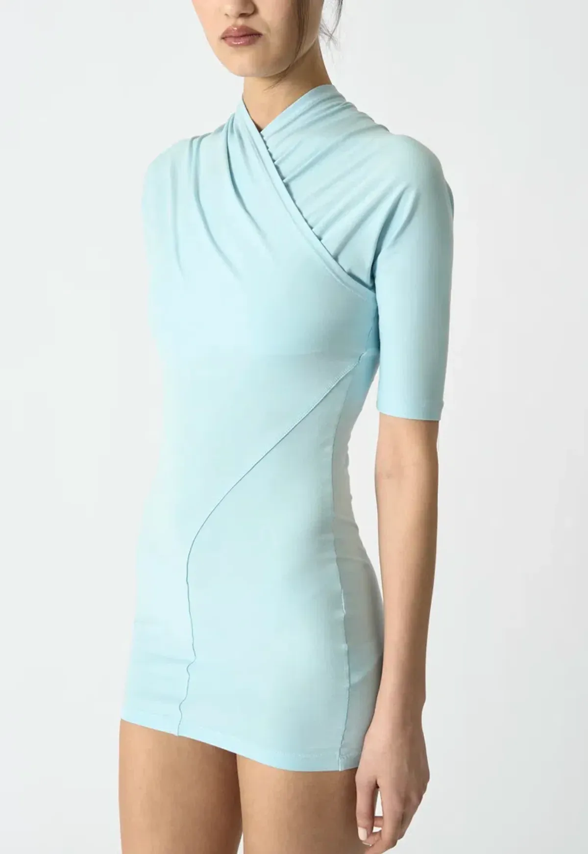 NUOVO PARIS Drapee Dress Baby Blue Size 1 (AU6, XS-S) - Image 2