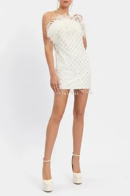 🤍 New REBECCA VALLANCE Chantal Mini Dress in WHITE - Size 10 AU - Fringed/Tassels - STUNNING! 🤍 for rent on The Volte - image 6