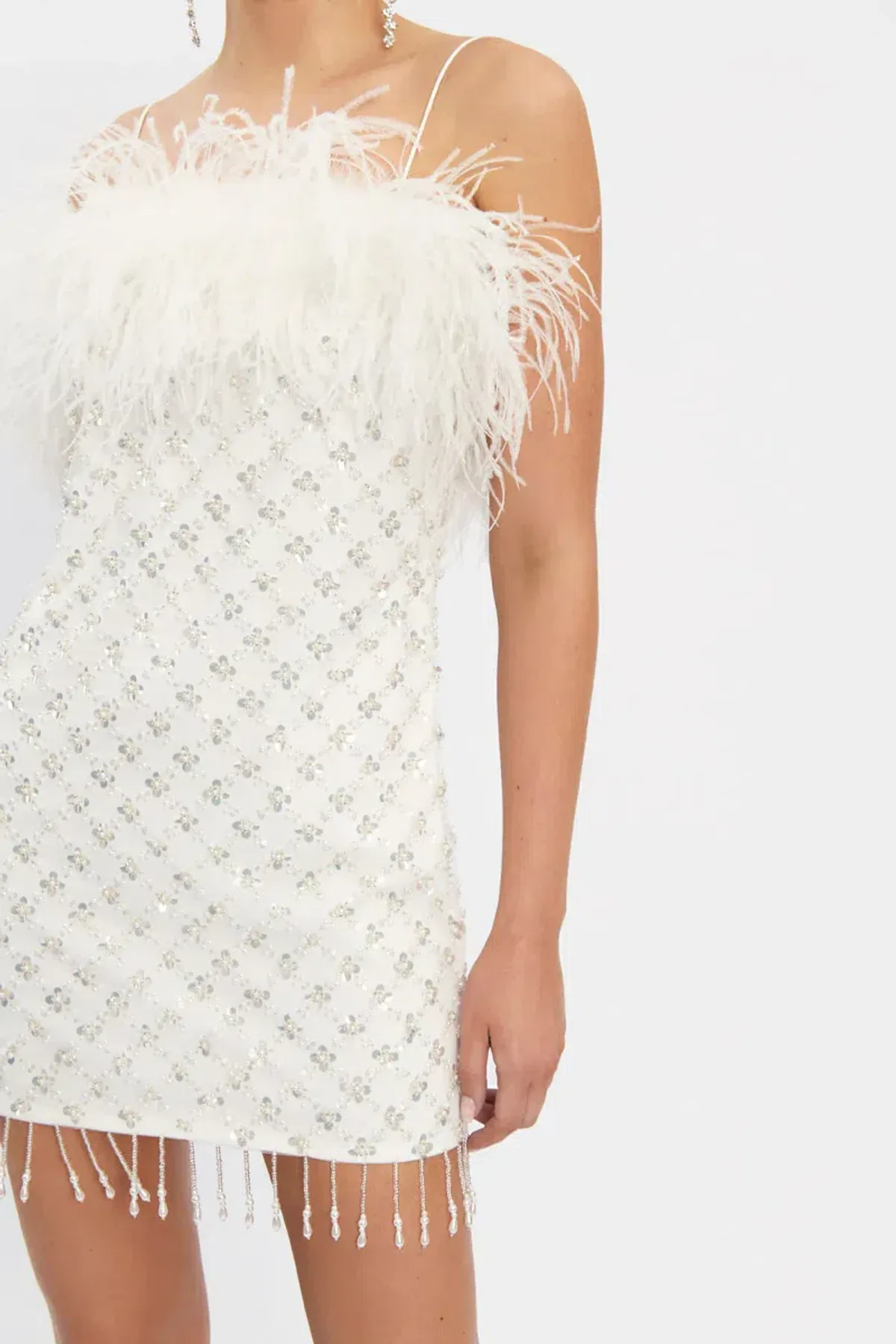 🤍 New REBECCA VALLANCE Chantal Mini Dress in WHITE - Size 10 AU - Fringed/Tassels - STUNNING! 🤍 - Image 1