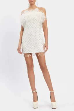 🤍 New REBECCA VALLANCE Chantal Mini Dress in WHITE - Size 10 AU - Fringed/Tassels - STUNNING! 🤍 for rent on The Volte - image 2