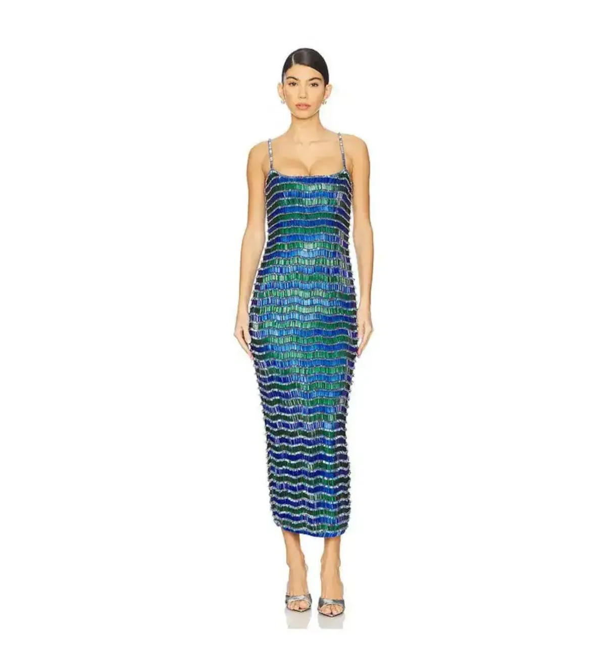 Rachel Gilbert Zeph Midi Gown in Blue and Green Size 6 - Image 1