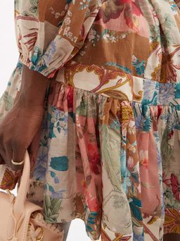Zimmermann The Cassia Drop Waist Mini Dress in Patchwork Floral Size 8 for rent on The Volte - image 2