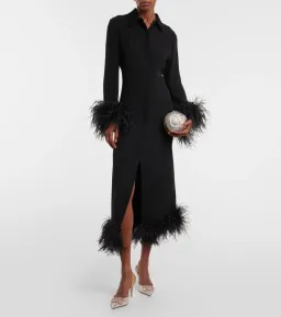 Valentino Feather-trimmed silk midi dress for rent on The Volte - image 1