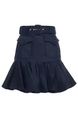 Zimmermann Glassy Safari Belted Linen Mini Skirt Blue Size AU 10 / 1 for rent on The Volte - image 5