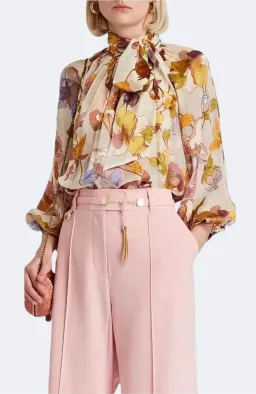 Zimmermann Tempo Swing Floral Silk Blouse Size AU 10 / 1 for rent on The Volte - image 1