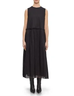 Jil Sander Elegant Pleated Midi Dress Black Size 40 for rent on The Volte - image 1
