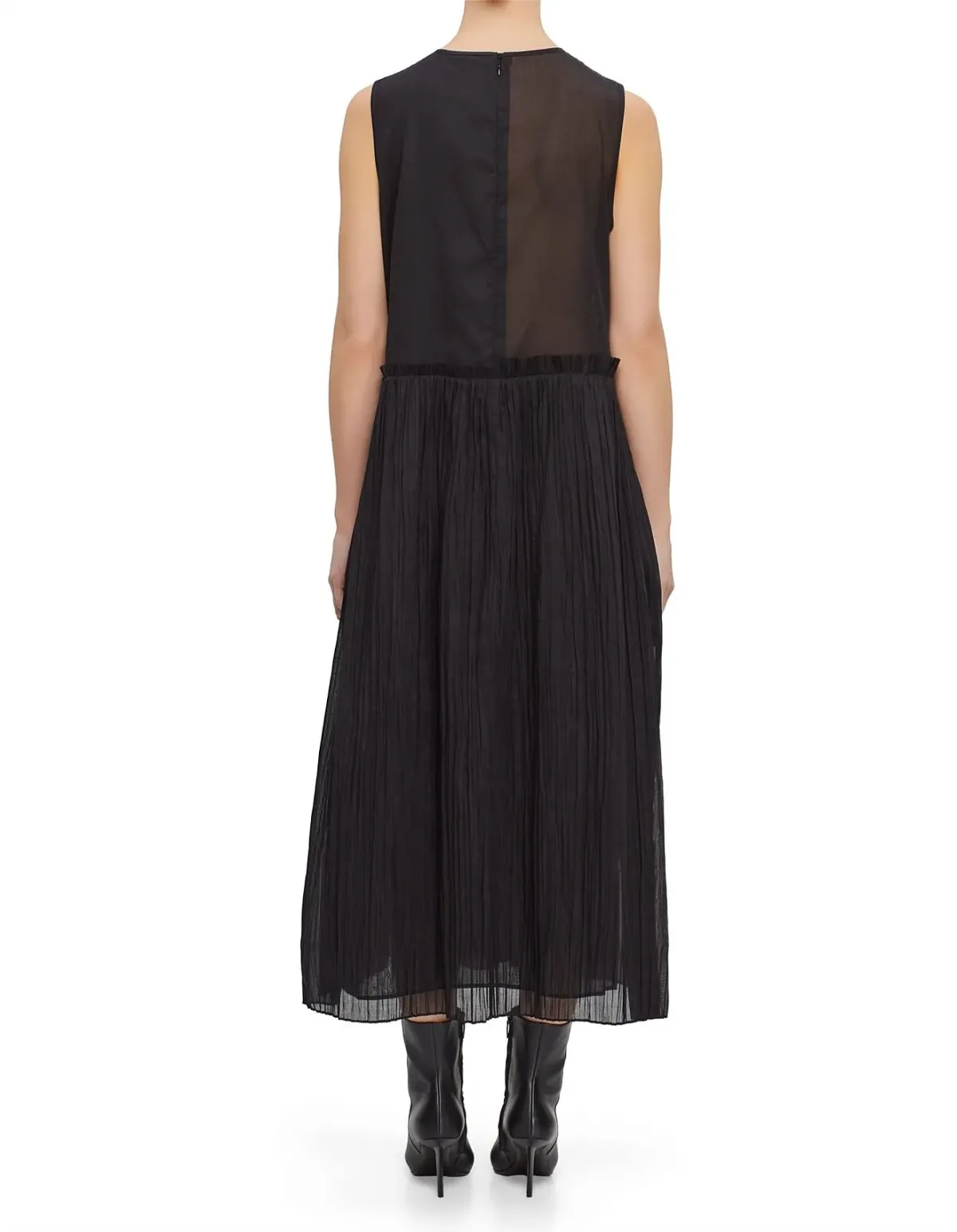 Jil Sander Elegant Pleated Midi Dress Black Size 40 - Image 2