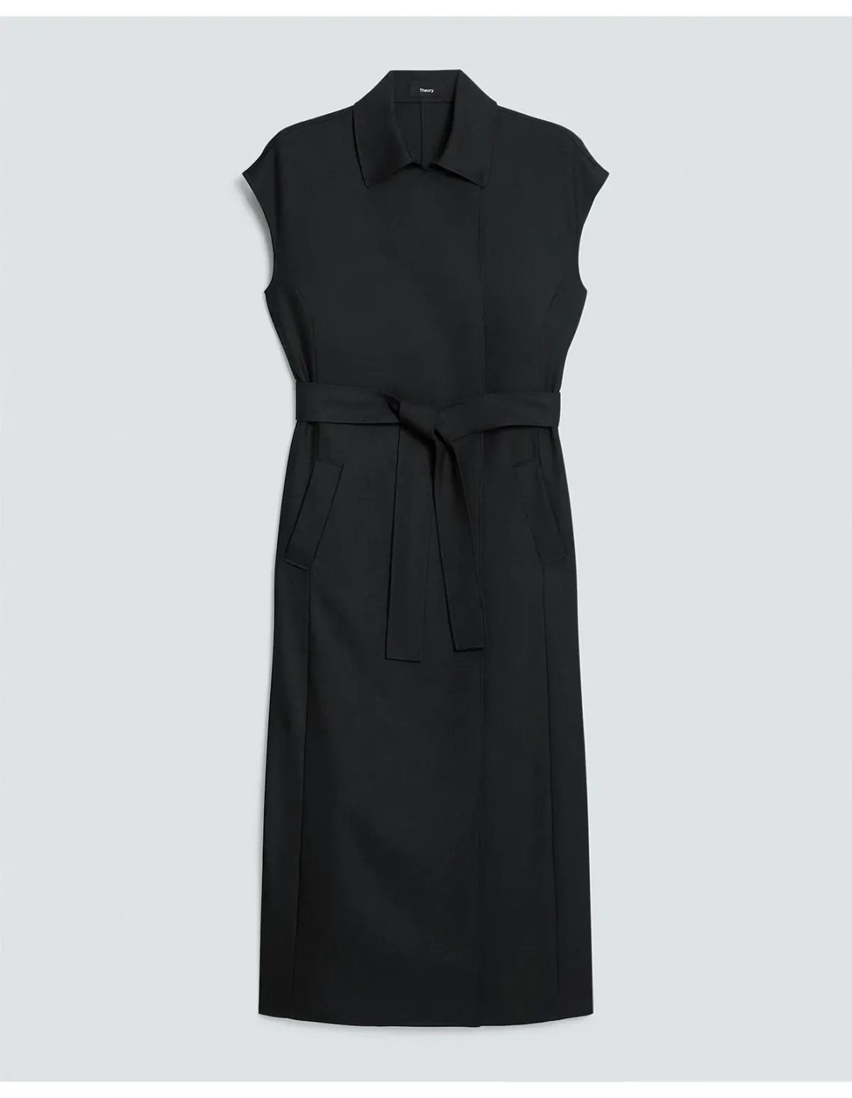 Theory Double-Breasted Wool-Blend Flannel Dress Size S Black - Image 5